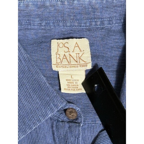 Jos A Bank Button Down Men’s Large Linen Blue Short Sleeve - Picture 3 of 6